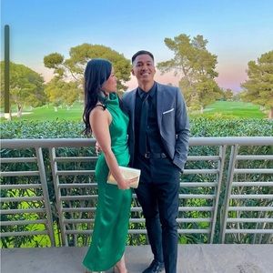 Amanda uprichard green emerald satin dress